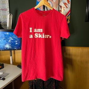 Red 'I am a Skier' T-Shirt line skies men’s size M